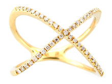 Load image into Gallery viewer, 14k Yellow Gold Diamond &quot;X&quot; Ring
