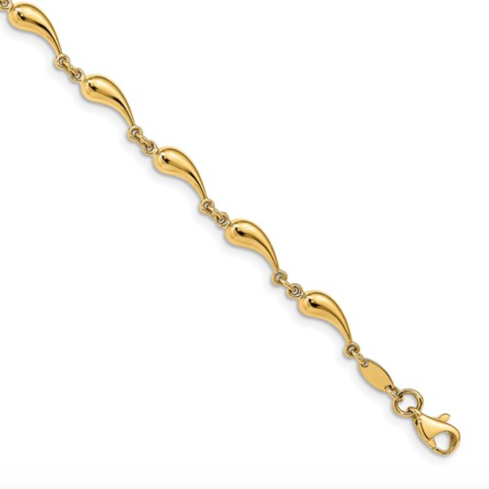 14k Yellow Gold Polished Pepper Shaped Link 7.75