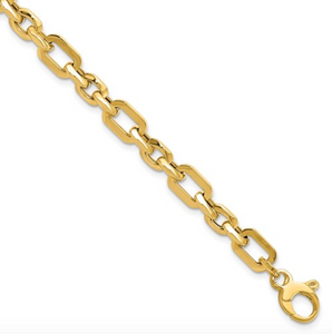 14k Yellow Gold Polished Rectangle Link 7.5" Bracelet