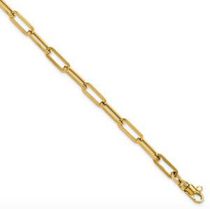 14k Yellow Gold Elongated Rectangle Link Polished 7.5" Bracelet