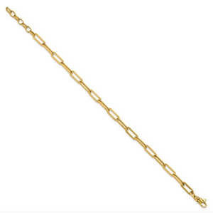 14k Yellow Gold Elongated Rectangle Link Polished 7.5" Bracelet