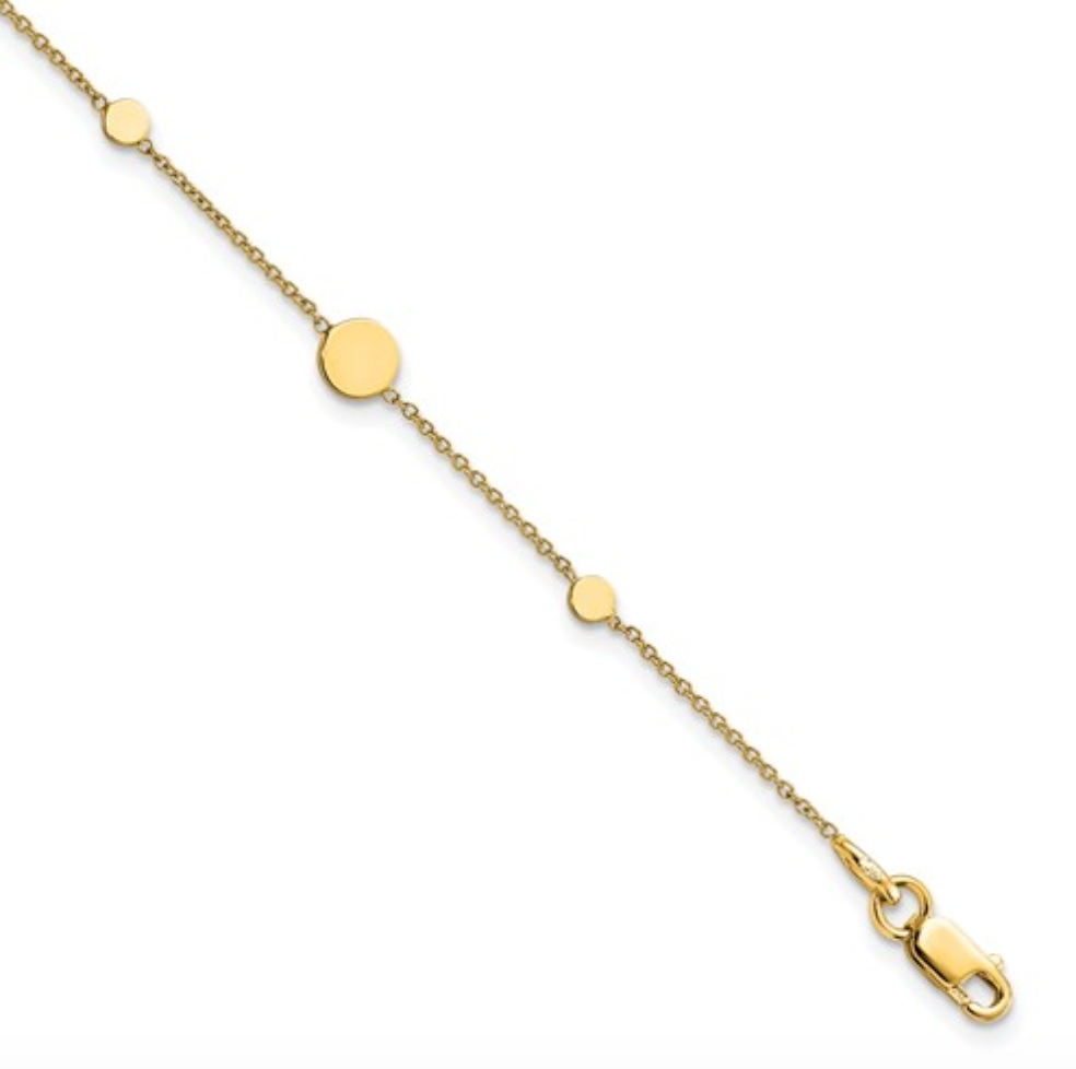 14k Yellow Gold Polished Disc 7.5