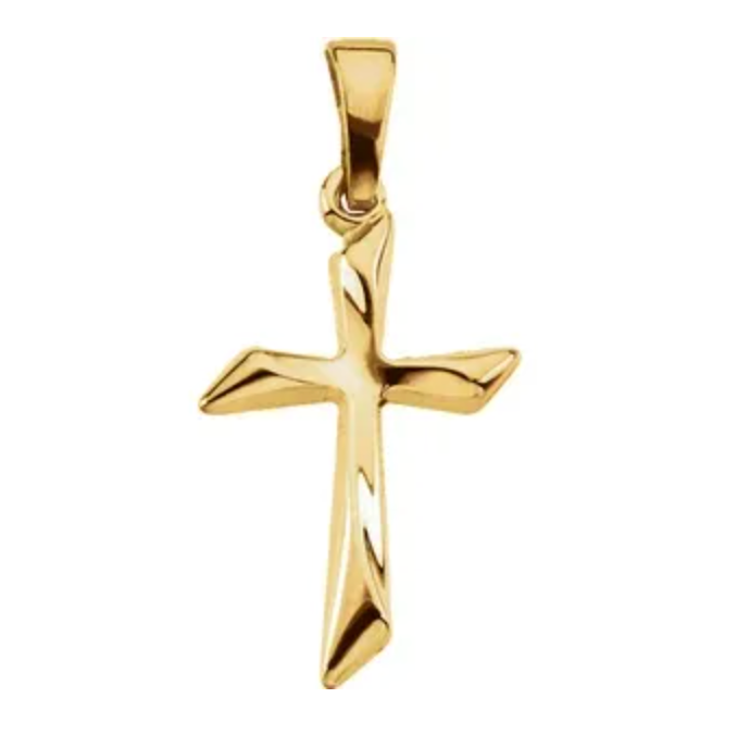 14k Yellow Gold Small Designer Cross Pendant