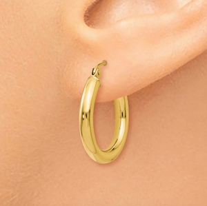 14k Yelllow Gold Polished 3mm Hoop Earrings