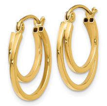 Load image into Gallery viewer, 14k Yellow Gold Polished Hinged Double Hoop Earrings
