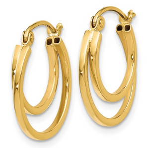 14k Yellow Gold Polished Hinged Double Hoop Earrings