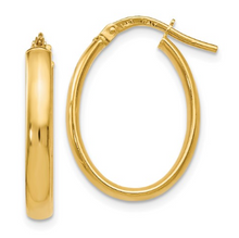 Load image into Gallery viewer, 14k Yellow Gold Polished Oval Hoop Earrings
