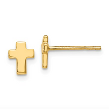 Load image into Gallery viewer, 14k Yellow Gold Polished Cross Post Earrings
