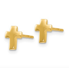 Load image into Gallery viewer, 14k Yellow Gold Polished Cross Post Earrings
