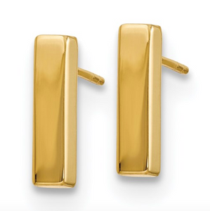 14k Yellow Gold Polished Post Bar Earrings