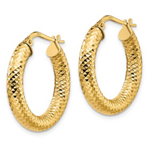 Load image into Gallery viewer, 14k Yellow Gold Diamond-Cut Round Hoop Earrings
