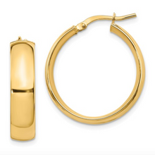 Load image into Gallery viewer, 14k Yellow Gold 6mm High Polished Hoop Earrings
