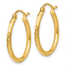 Load image into Gallery viewer, 14k Yellow Gold Diamond Cut Hinged Hoop Earrings
