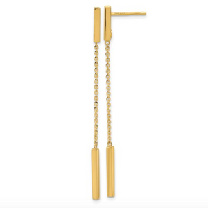 14k Yellow Gold Polished Straight Post Dangle Earrings