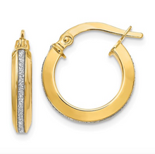Load image into Gallery viewer, 14k Yellow Gold Polished Small Glimmer Infused Hoop Earrings
