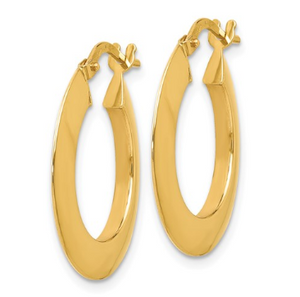 14k Yellow Gold Beveled Hoop Earrings