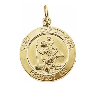 14k Yellow Gold St. Christopher Medal (15mm)