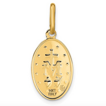 Load image into Gallery viewer, 14k Yellow Gold Polished Matte Oval Miraculous Medal
