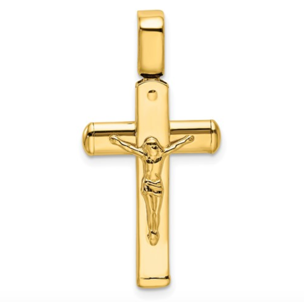 14k Yellow Gold Polished Crucifix Pendant