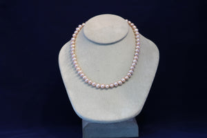 18 Inch Pink Color Freshwater Pearl Necklace with 14k Yellow Gold Clasp