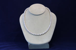 20 Inch Ladies Platinum Color Freshwater Pearl Necklace with 14k Yellow Gold Clasp