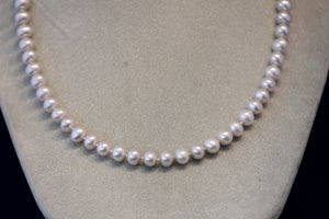 20 Inch Ladies Platinum Color Freshwater Pearl Necklace with 14k Yellow Gold Clasp