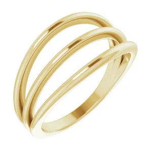 14k Yellow Gold Three-Line Negative Space Ring