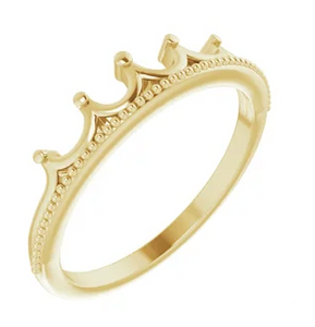 14k Yellow Gold Crown Stackable Ring