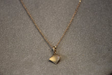 Load image into Gallery viewer, 14k Yellow Gold and Diamond Brushed Wavy Square Pendant
