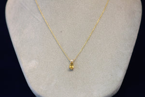 14k Yellow Gold Trillion Shaped Yellow Sapphire and Diamond Pendant