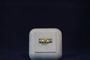 14k Yellow Gold Peridot and Diamond Ring